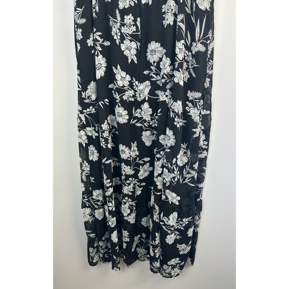 J.Crew Mercantile Floral Tiered Maxi Dress Chiffon J4263 Black & White Size 14 - Picture 12 of 15